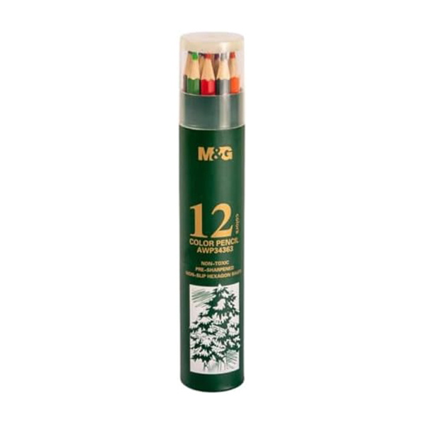Crayons de couleur en bois M&G – Set de 12 couleurs