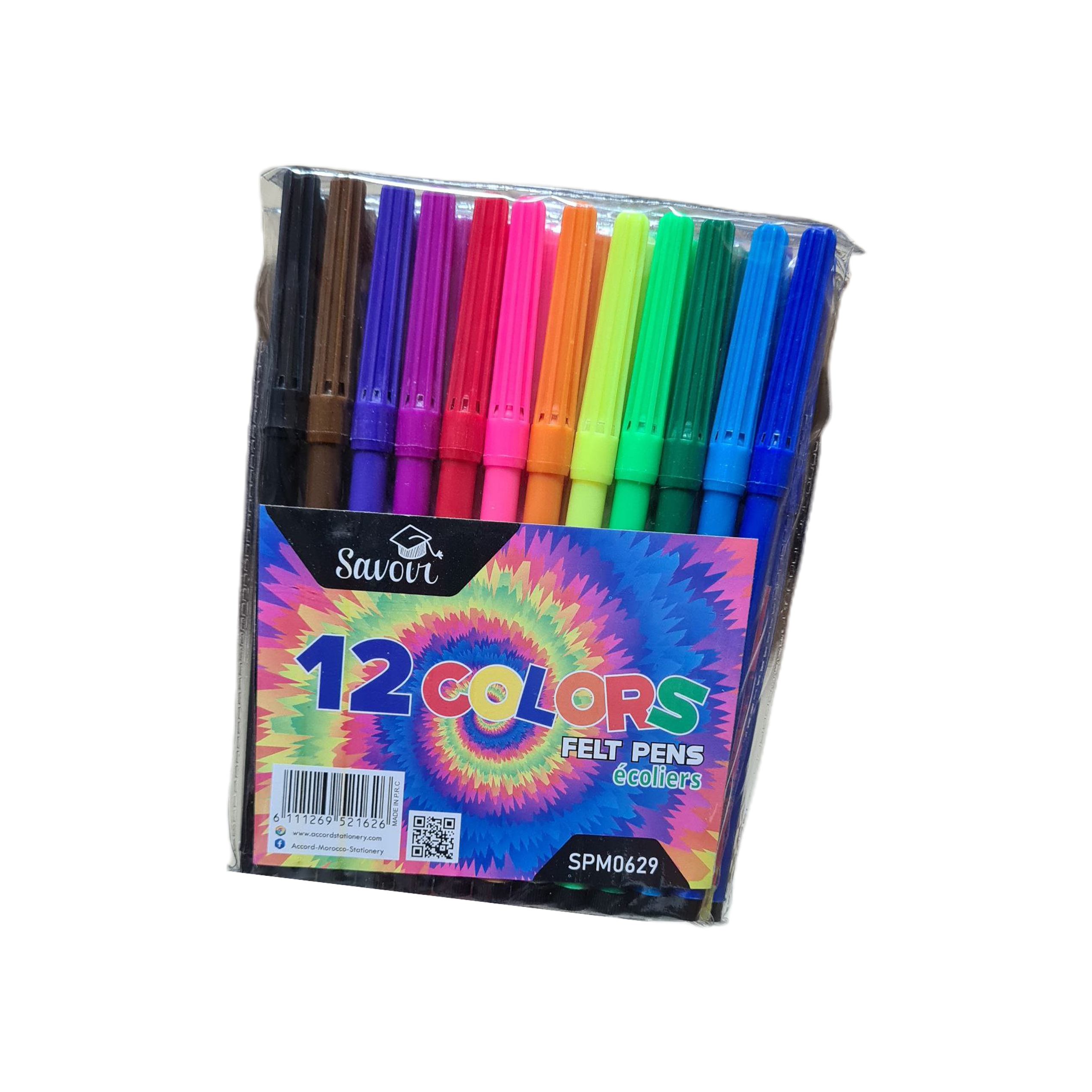Boîte de 12 feutres de coloriage – Spécial écolier – Marque Savoir