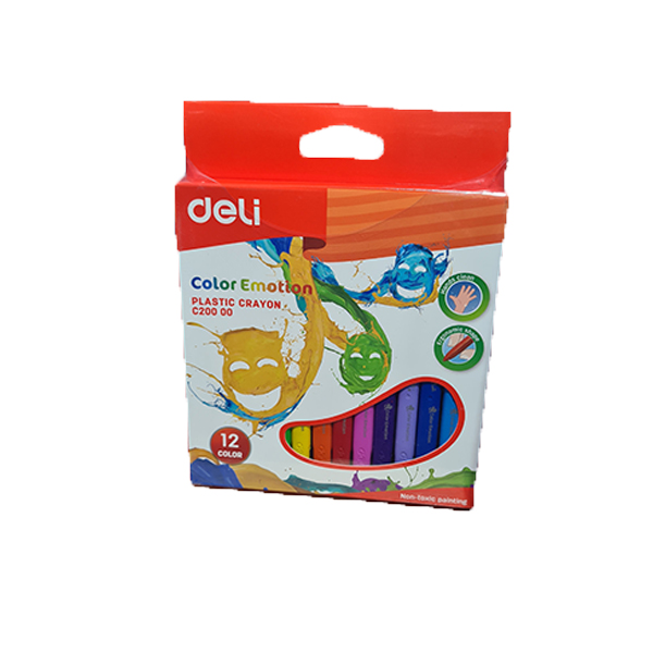 Crayons plastiques Deli – Pack de 12 couleurs