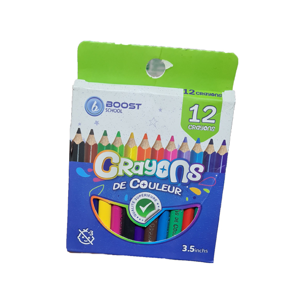 Crayons de couleur BOOST SCHOOL – Boîte de 12 couleurs