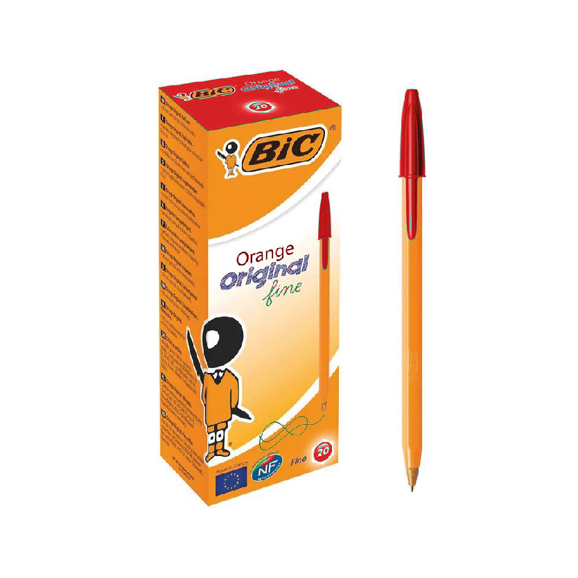 Stylo Bic Cristal Fine Orange Rouge